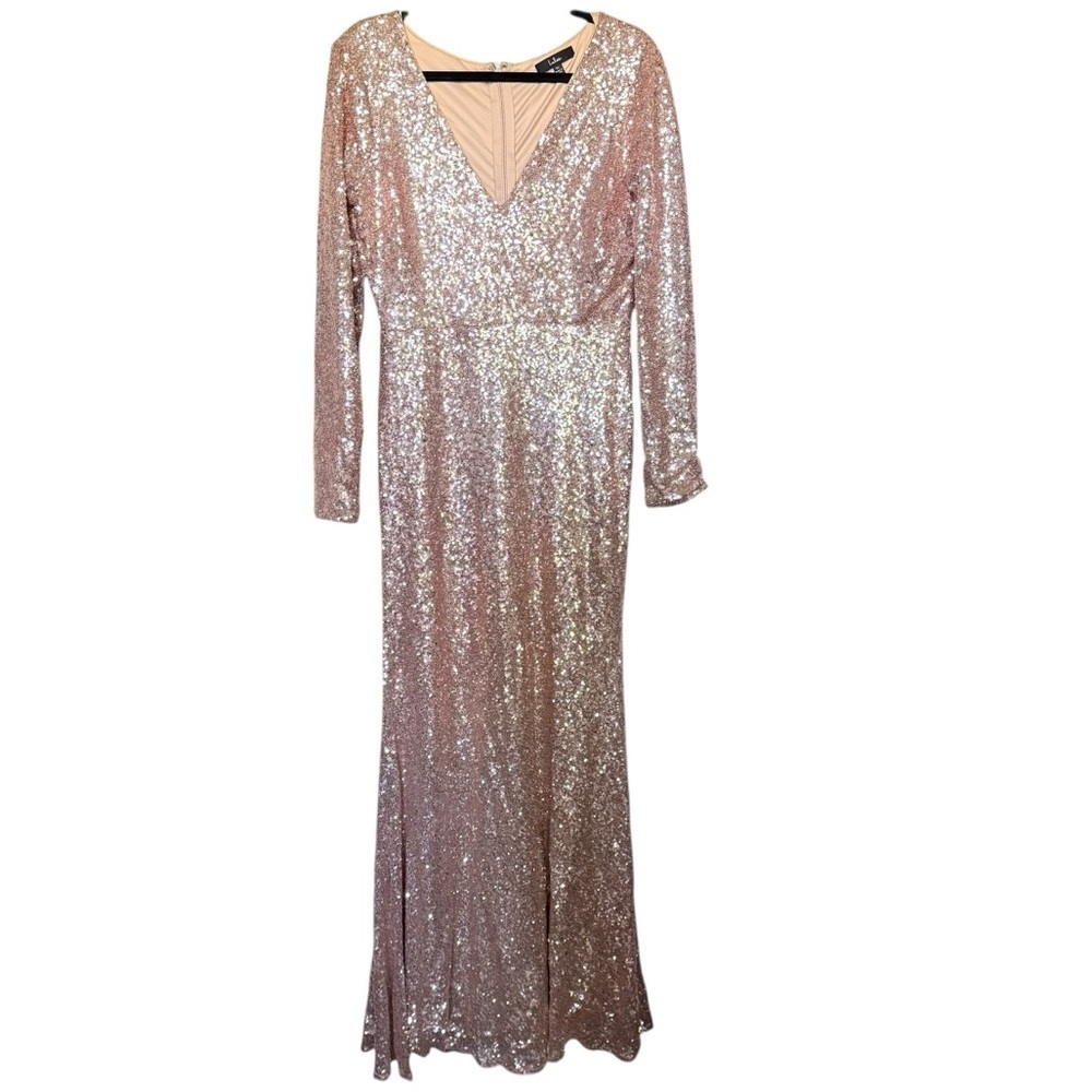 NWT Lulus Capture the Moon Rose Gold Long Sleeve Sequin Maxi Dress - Picture 4 of 9